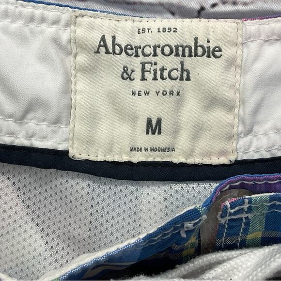 Abercrombie Fitch Cargo Tugger Board Shorts Men's M Multicolor Plaid Swim Trunk - Picture 2 of 8